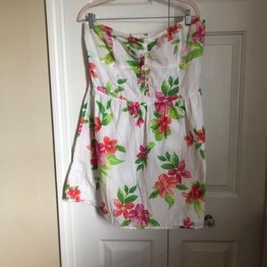 Aeropostale white pink floral strapless dress mini